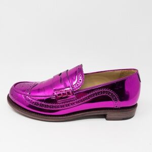 The Office of Angela Scott Ms Charlotte Metallic Magenta Penny Loafers Size 36.5